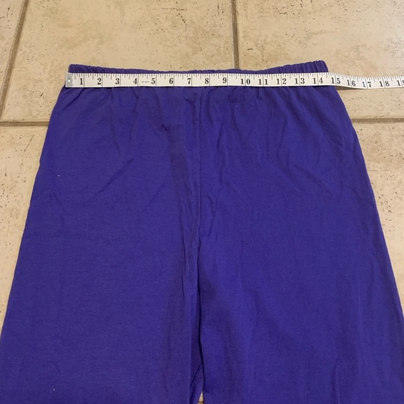 Vintage Bright Purple 50/50 Cotton Poly Knit Elastic Waist Lounge Pants S/P - Picture 5 of 5